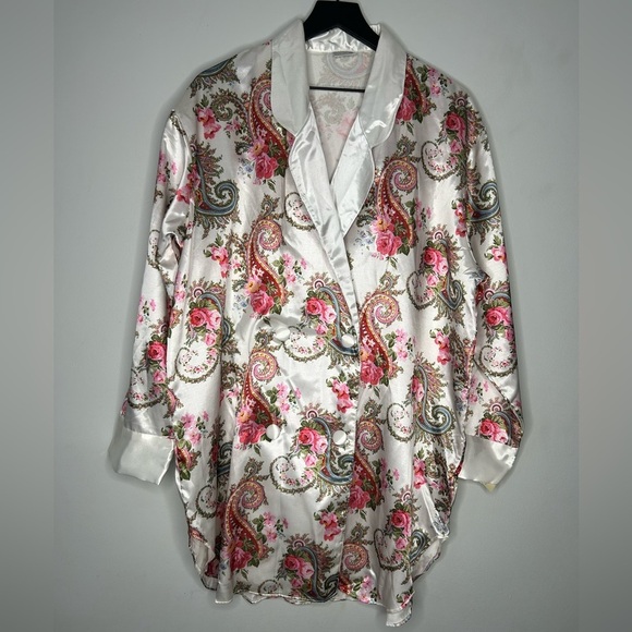 Vintage NWT KATHRYN Silky Floral Long Sleeve Nightgown Size‎ L - Picture 1 of 16